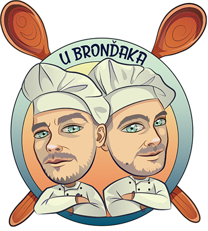 Logo U Bronďaka – dvaja kuchári so skríženými drevenými lyžicami